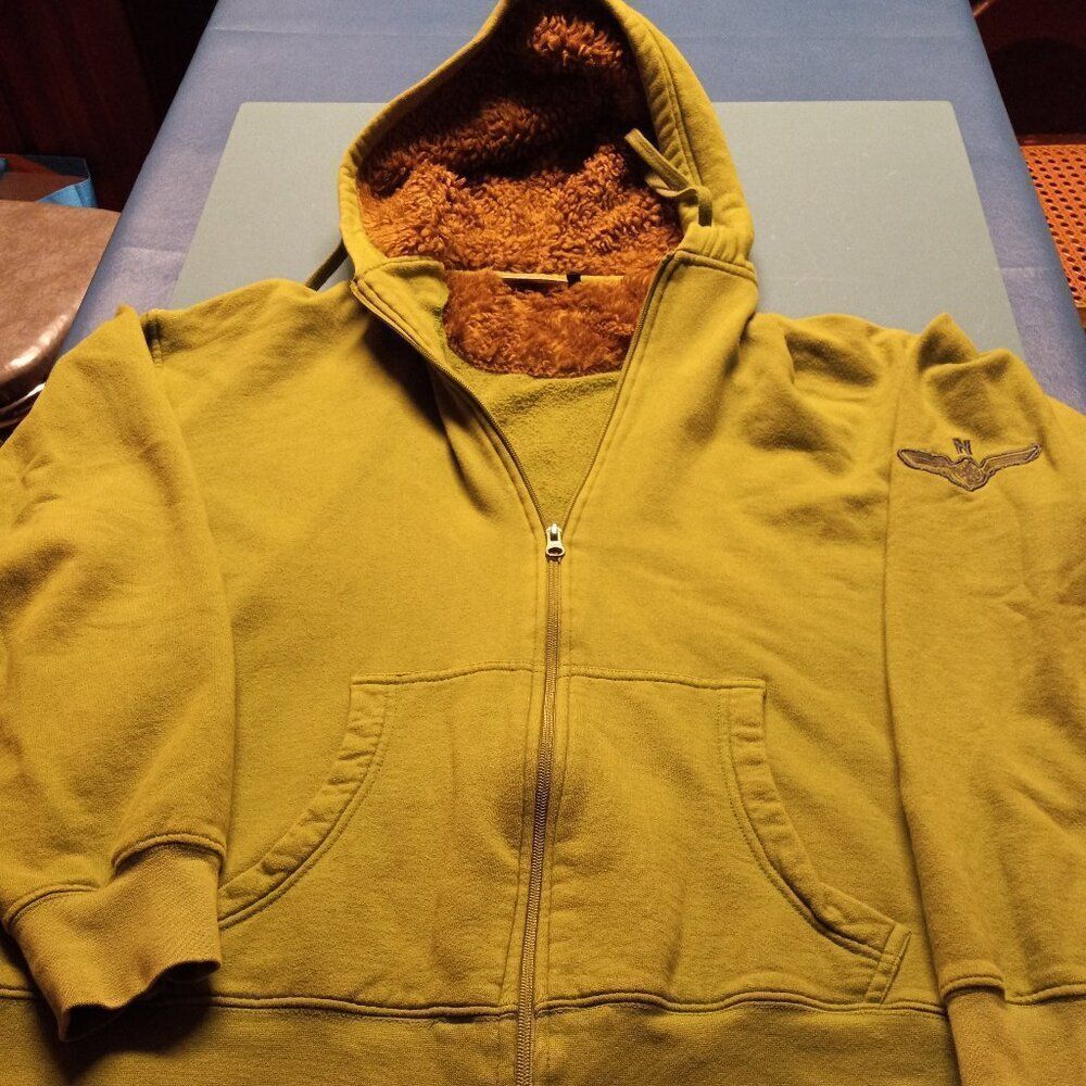 Vintage Angelo Litrico XXL Zippered faux Fur lined Hood Sweatshirt Cottagecore